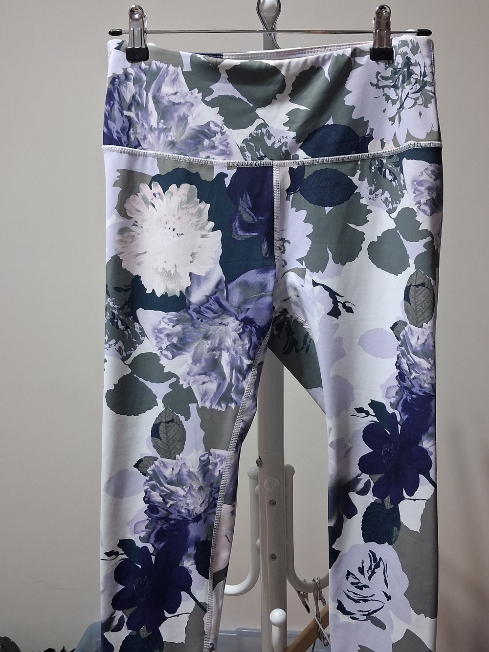 Apana Purple Green Floral High-Waist Leggings